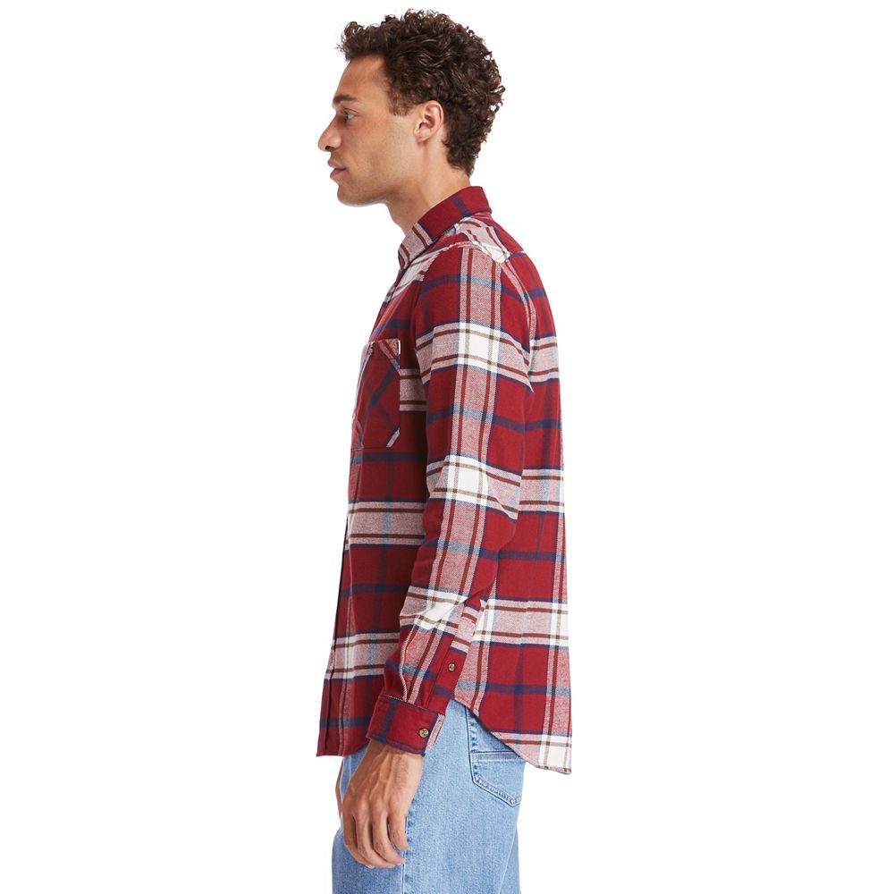 Camisa Timberland Hombre Back River Heavy Flannel Check Rojas/Blancas - Chile ZNX-198403
